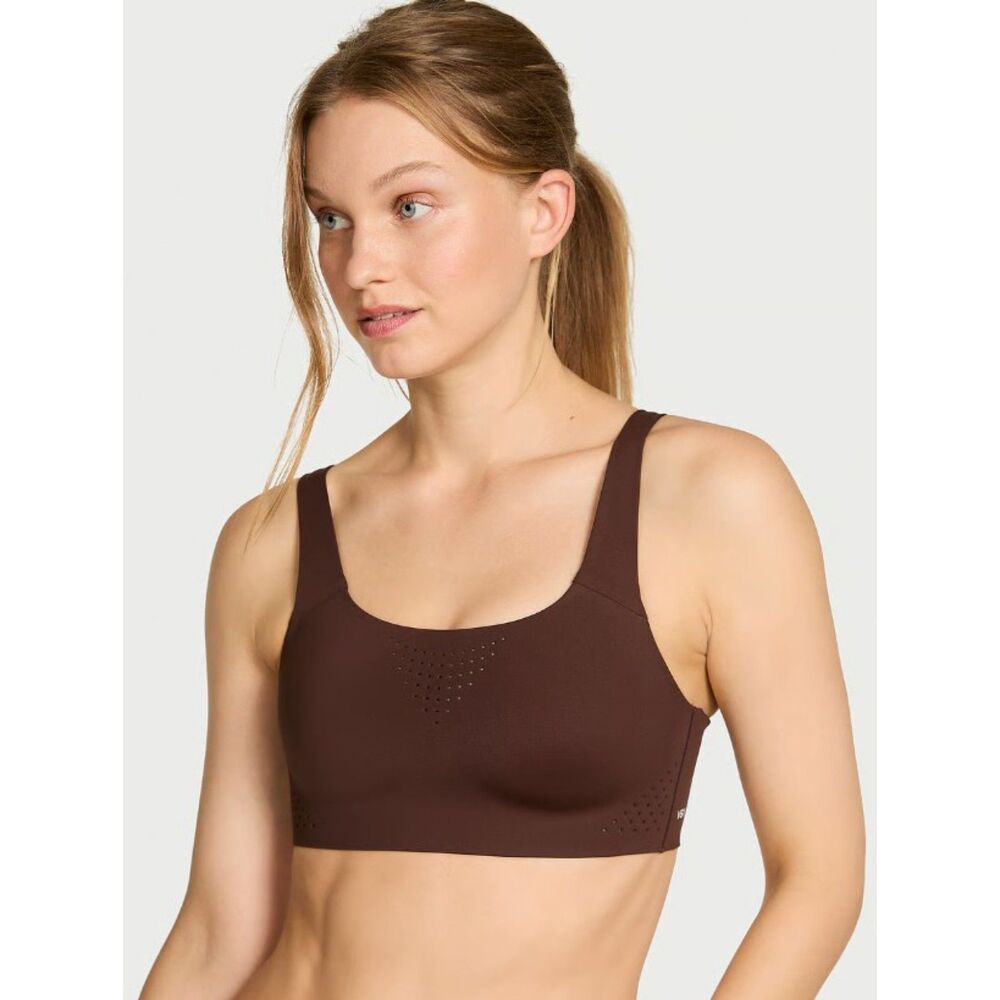 VICTORIAS SECRET VSX Brown Sz Large High Impact FEATHERWEIGHT MAXIM Sports Bra